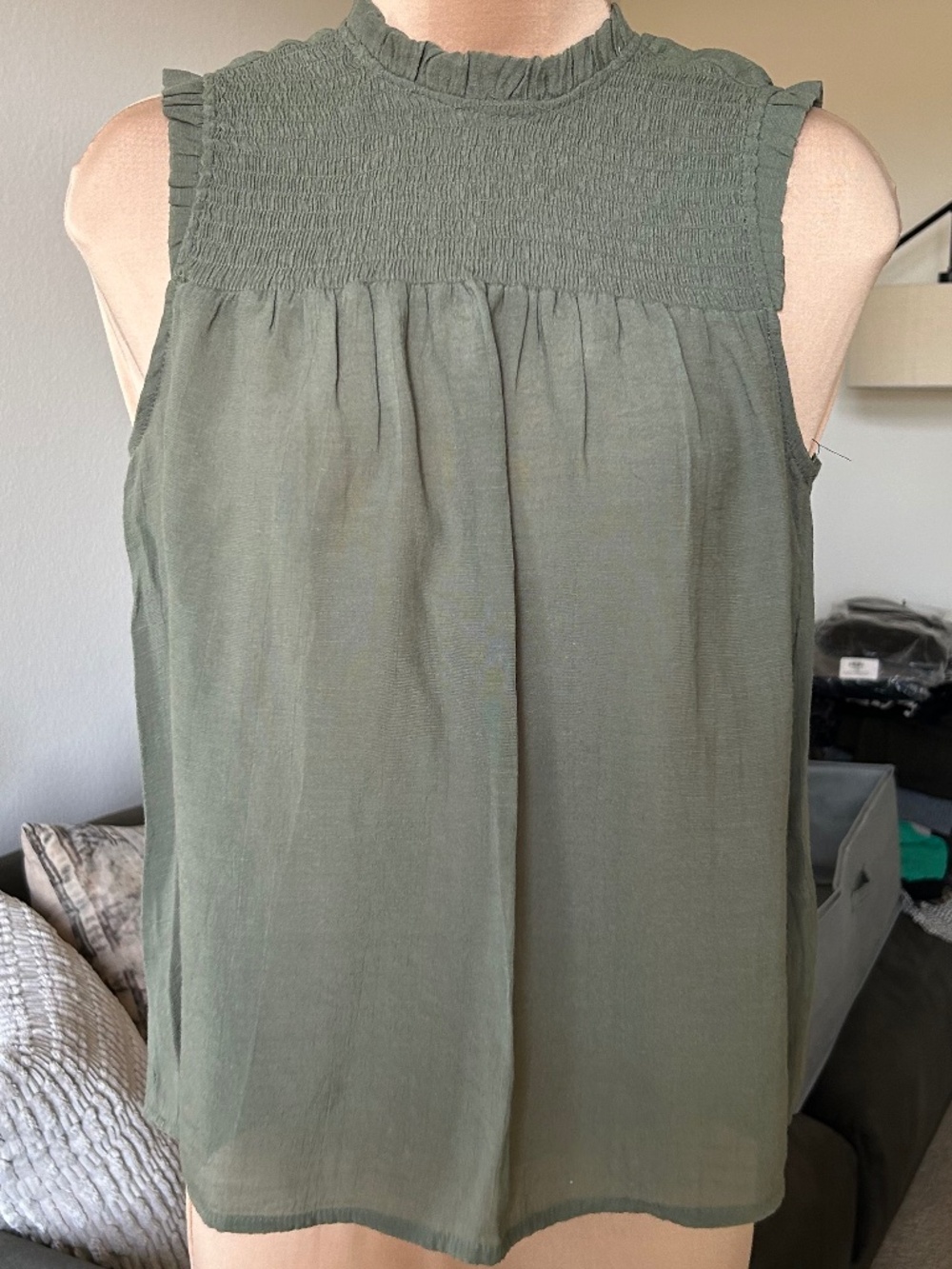 NANETTE LEPORE Sleeveless Blouse with Smocked Neckline
